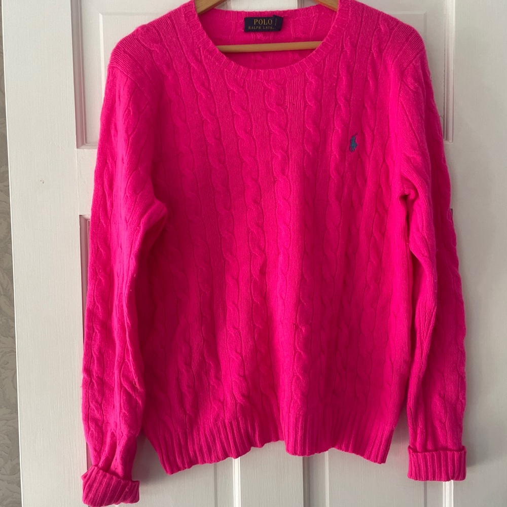 Polo by Ralph Lauren Women's Pink Cable Knit Sweater xl